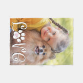 可愛い犬LOVEポープリントフォトカスタム フリースブランケット (正面(横))