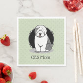 可愛い犬OESママ旧英語シェプドッグママ(グレー1) スタンダードランチョンナプキン (インサイチュ)