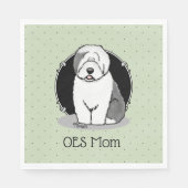 可愛い犬OESママ旧英語シェプドッグママ(グレー1) スタンダードランチョンナプキン (正面)