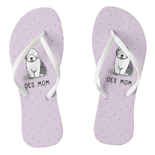 可愛い犬OESママ旧英語シェプドッグママ(グレー1) ビーチサンダル (ソール)