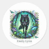 可愛い狼の愛好家の動物のカスタマイズ ラウンドシール (正面)