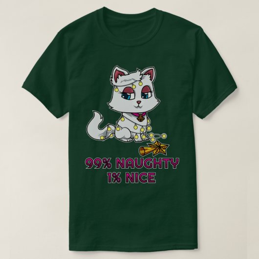 可愛い猫いけなと素敵なクリスマス Tシャツ (デザイン正面)