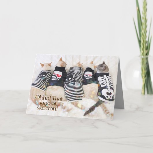 可愛い猫おお！そんなスケルトンのハロウィーン カード (正面)