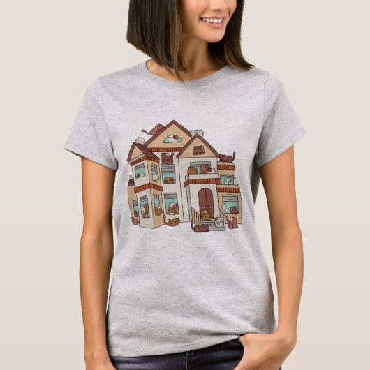 可愛い猫おもしろいが飼い子猫の猫用ママ猫 Tシャツ (正面)