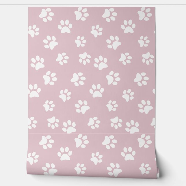 可愛い猫おもしろいの犬の足が白と赤面ピンクをプリント 壁紙 (ほどく)