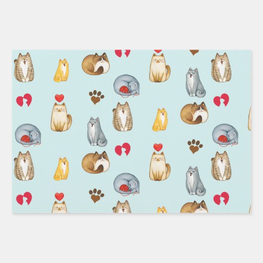 可愛い猫おもしろい猫好き ラッピングペーパーシート (正面)