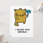 可愛い猫おもしろい誕生日カード カード (正面/裏面インサイチュ)