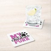 可愛い猫お母さんギフトお子さんプリン子猫ポー猫 スクエアペーパーコースター (インサイチュ)