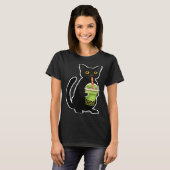 可愛い猫がお茶を飲む Tシャツ (正面フル)