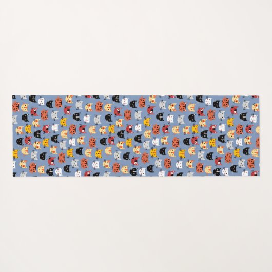 可愛い猫がたくさん青い ヨガマット (裏面(横))