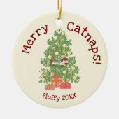 可愛い猫がチストマスツリーメリーの猫! セラミックオーナメント (正面)