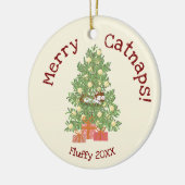 可愛い猫がチストマスツリーメリーの猫! セラミックオーナメント (左)