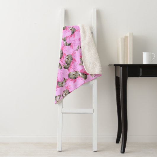 可愛い猫がピンクのキャップパターンをランダム シェルパブランケット (インサイチュ)