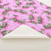 可愛い猫がピンクのキャップパターンをランダム シェルパブランケット (3/4)