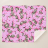 可愛い猫がピンクのキャップパターンをランダム シェルパブランケット (正面(横))