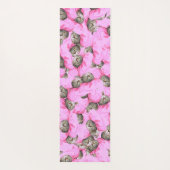 可愛い猫がピンクのキャップパターンをランダム ヨガマット (裏面)