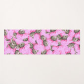 可愛い猫がピンクのキャップパターンをランダム ヨガマット (正面(横))