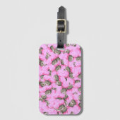 可愛い猫がピンクのキャップパターンをランダム ラゲッジタグ (正面縦)