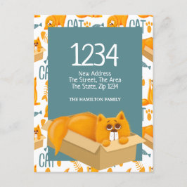 可愛い猫が入った箱 – 引っ越してきた ポストカード