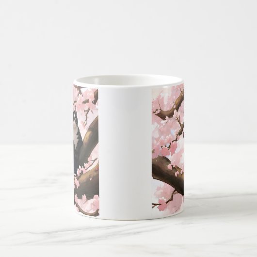 可愛い猫が咲くさくらんぼ コーヒーマグカップ (中央)