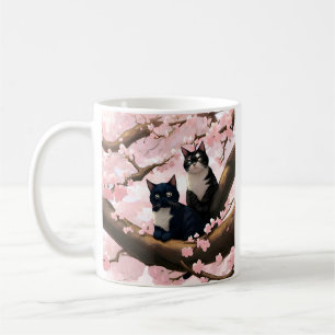 可愛い猫が咲くさくらんぼ コーヒーマグカップ