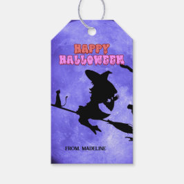 可愛い猫が抱える暗夜ハローウィンパーティ ギフトタグ