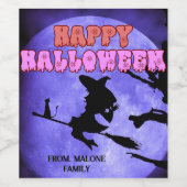 可愛い猫が抱える暗夜ハローウィンパーティ ワインラベル (シングルラベル)