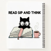 可愛い猫が本を読んでコーヒーを飲む 読む・飲む・考える ノートブック (裏面)