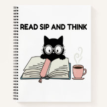 可愛い猫が本を読んでコーヒーを飲む 読む・飲む・考える
