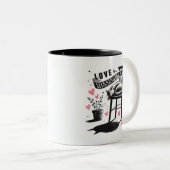 可愛い猫が椅子に恋しく思座って ツートーンマグカップ (正面右)