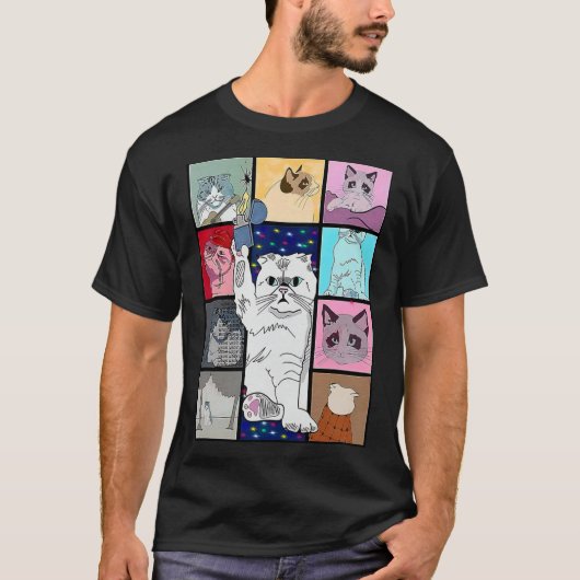 可愛い猫が膝の上でゴロゴロする私が大好きL Tシャツ (正面)