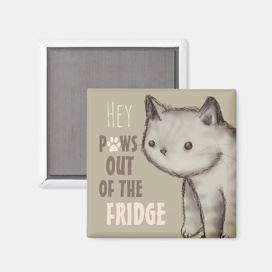 可愛い猫が足を引っ張る冷蔵庫 マグネット (正面/裏面)