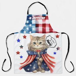 可愛い猫すごいヒーロー母オールオーバープリントエプロン エプロン