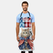 可愛い猫すごいヒーロー母オールオーバープリントエプロン エプロン (着用した状態)