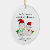 可愛い猫たちの初めてのクリスマス セラミックオーナメント (右)