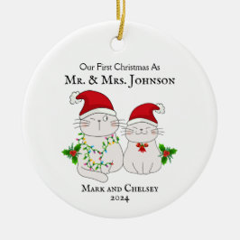 可愛い猫たちの初めてのクリスマス セラミックオーナメント