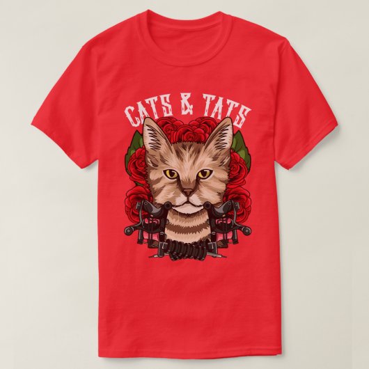 可愛い猫たちタトゥーおもしろいが入った Tシャツ (デザイン正面)