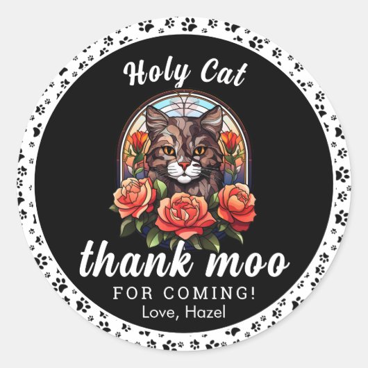 可愛い猫だ！ | キャットガール1歳の誕生日 ラウンドシール (正面)