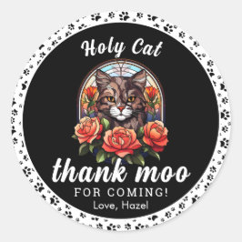 可愛い猫だ！ | キャットガール1歳の誕生日 ラウンドシール