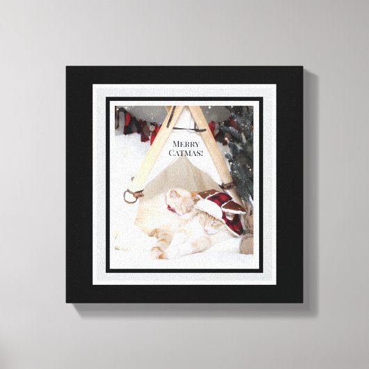 可愛い猫ちゃんメリーのクリスマスキャンバス キャンバスプリント (正面)