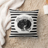 可愛い猫との暮らしの引用文ストライプの クッション (ブランケット)