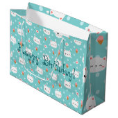 可愛い猫とアイスクリームパターンのラッピング紙メディ ラージペーパーバッグ (正面アングル)