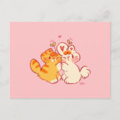 可愛い猫とウサギのトビ＆タンジーのハグ ポストカード (正面)