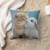 可愛い猫とウサギ枕クッション クッション (ブランケット)