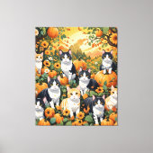 可愛い猫とカボチャが秋の季節 キャンバスプリント (正面)