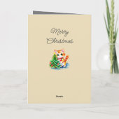 可愛い猫とクリスマスツリーはクリームグレーメリーになる シーズンカード (裏面)