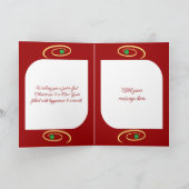 可愛い猫とクリスマスツリーはクリームレッドメリー シーズンカード (内部)