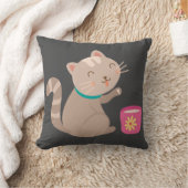 可愛い猫とティーカップ漫画 クッション (ブランケット)