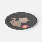 可愛い猫とティーカップ漫画 ペーパープレート (アングル)