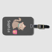 可愛い猫とティーカップ漫画 ラゲッジタグ (正面横)